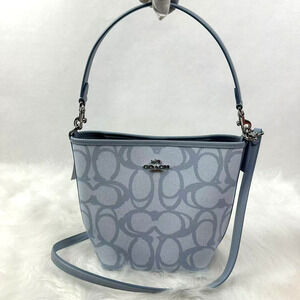 Coach City Bucket Bag In Sketch Signature Canvas In Silver/Ice Blue CBH90 NWT